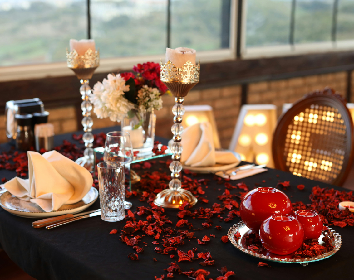 Wedding reception table styled for a Garden Route wedding